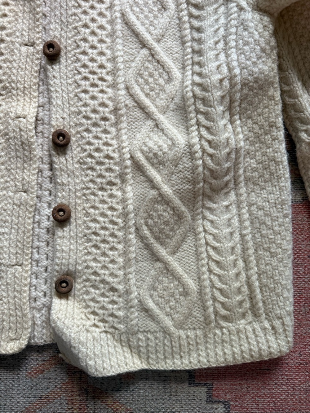 Vintage Wool Fisherman Cardigan Made in Ireland - Picture 4 of 8